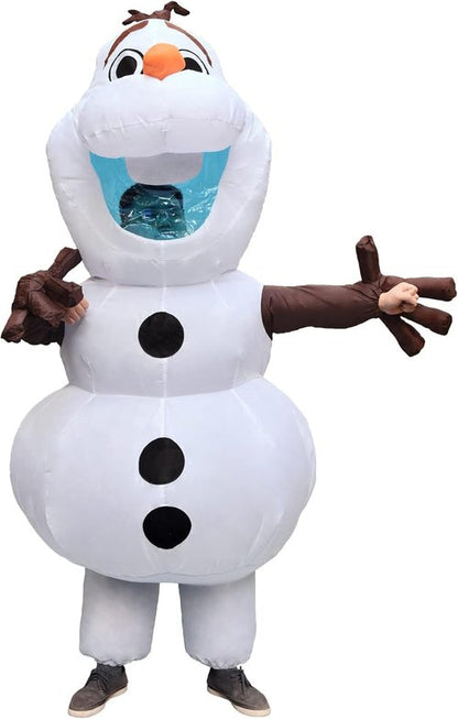Inflatable Olaf Costume - Adult Size Snowman Fancy Dress for Halloween Party | Large, White