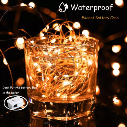 Battery-Operated Fairy Lights 100 Pack, 7ft Copper Wire LED String Lights with 3 Modes - Orange