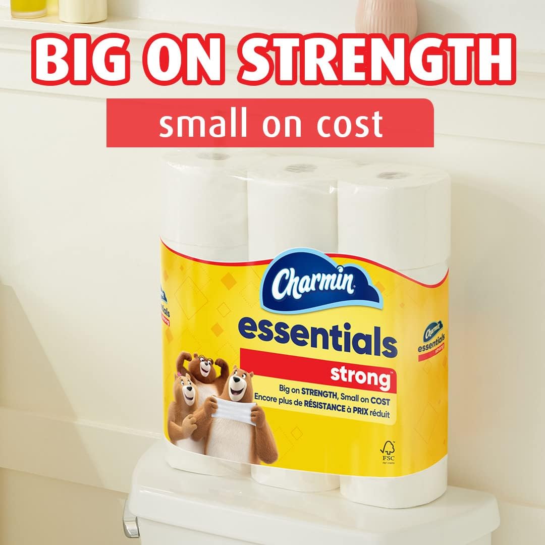 Charmin Essentials Strong Toilet Paper - 9 Mega Rolls for Ultimate Strength & Softness
