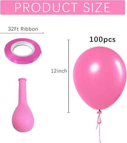 Skiennix Pink Balloons - 100 Pack Light Pink Birthday Decorations | 12 Inch Round for Gender Reveal & Baby Showers
