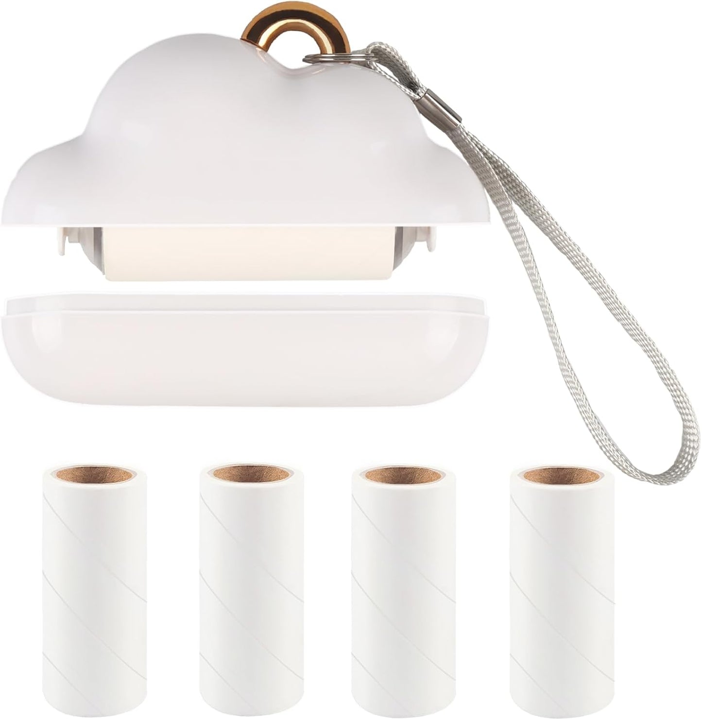 Skiennix Mini Travel Lint Roller - Reusable Pet Hair Remover with 150 Refillable Sheets | White