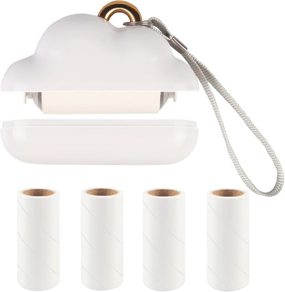 Skiennix Mini Travel Lint Roller - Reusable Pet Hair Remover with 150 Refillable Sheets | White