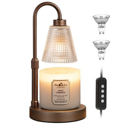 Big Brown Candle Warmer Lamp with Timer, Dimmable Candle Warmer for Home Decor, Height Adjustable Candle Lamp for Jar Candles, Birthday Gifts for Women Mom, House Warming Gifts New Home