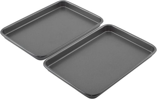 GoodCook Nonstick Steel Toaster Oven Baking Sheets - Set of 2, 9" x 6.2", Gray Finish