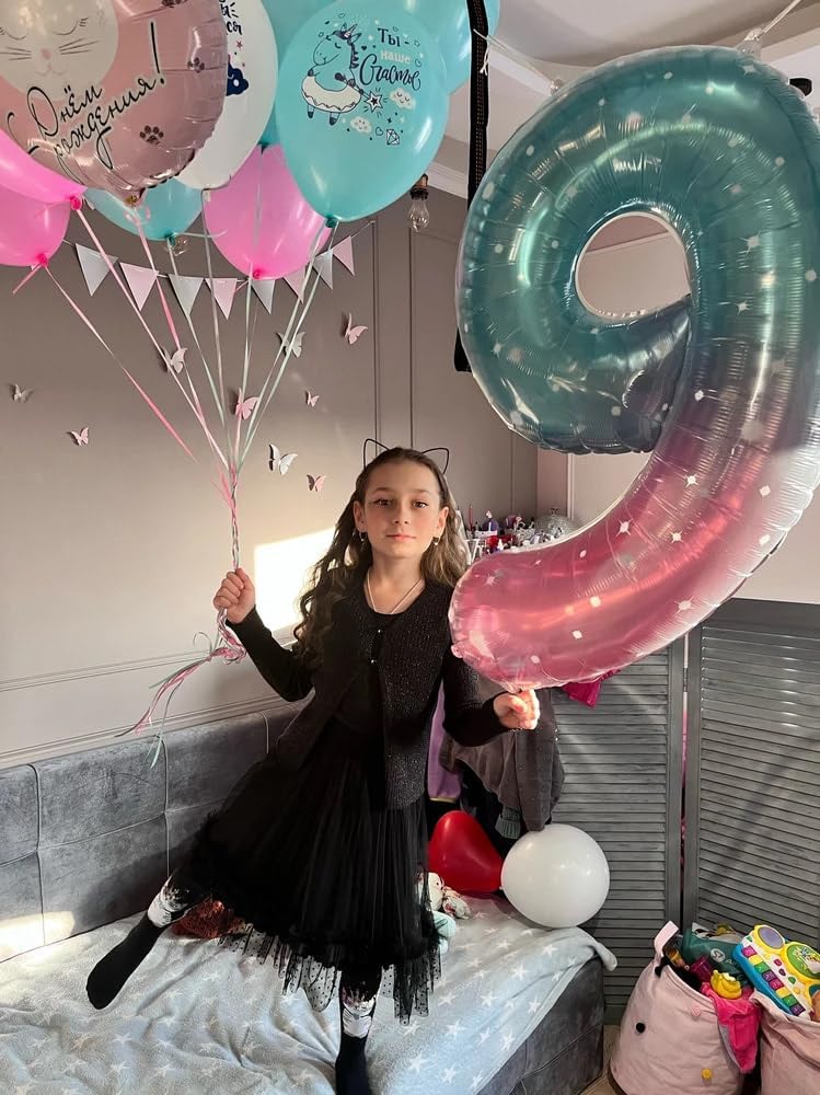 Starry Sky 40-Inch Number 6 Balloon - Perfect for Birthday Decorations & Party Supplies