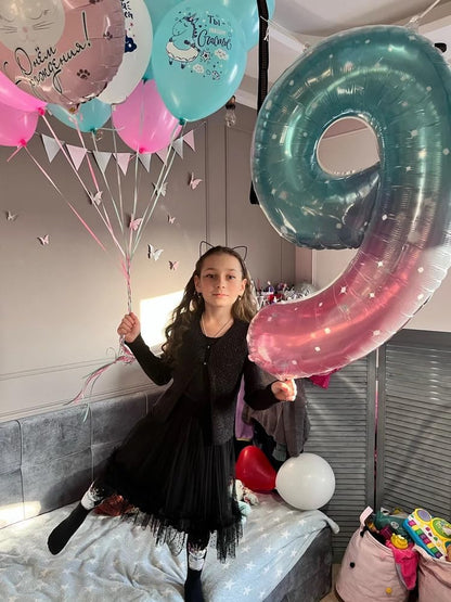 Starry Sky | 40-Inch Number 8 Balloon - Perfect Decorations for Girls' 8th Birthday Party
