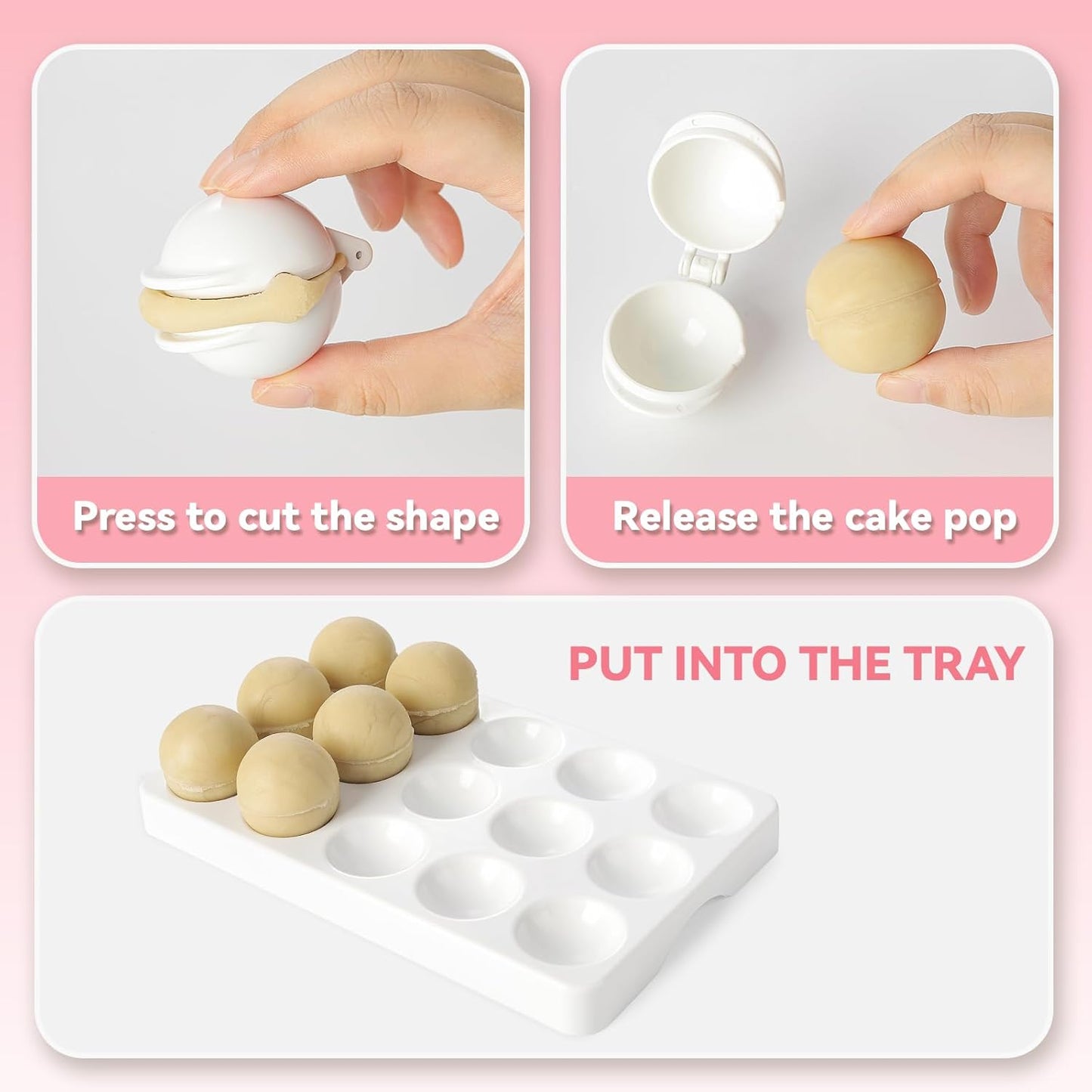 MITCHENIFY Cake Pop Mold Set - Round Sphere Press with Tray & Cutter for Home Baking | Perfect for Parties & Weddings