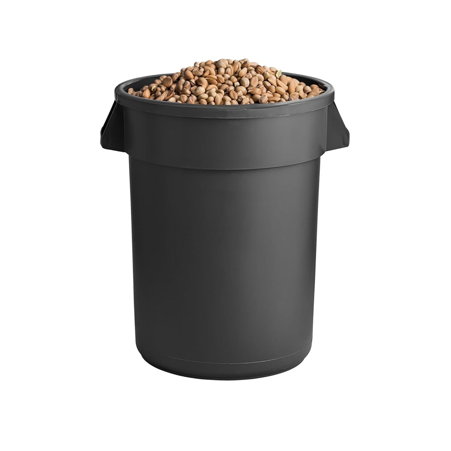 PRO&Family 32 Gallon Round Trash Can - Heavy-Duty Plastic Waste Container with Lid & Dolly for Kitchen, Office, Outdoor Use | Black