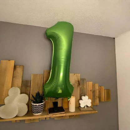 40 Inch Green Number 1 Balloon - Large Self-Inflating Foil Birthday Decoration for 1st Party