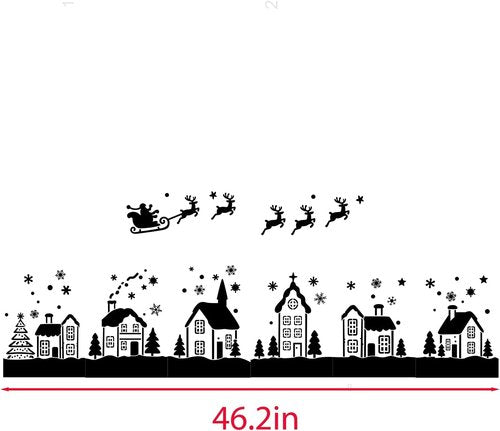 8 Pcs Large Christmas Window Stencils - Reusable Holiday Templates for Glass, Wood & Fabrics | Winter House, Reindeer & Santa Claus Designs