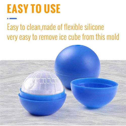 Happyou Whiskey Ice Ball Mold Death Star Ice Cube Mold,Great Star Wars Gifts for Men (4 Packs+1 Bottle Opener+Tray)