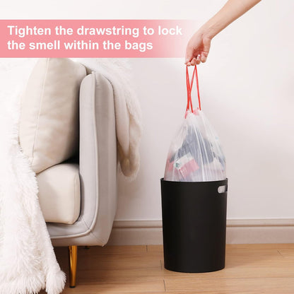 Thickened 4 Gallon Drawstring Trash Bags by [Brand Name] - Durable & Stretchy for Kitchen, Office, Bathroom | 100 Count