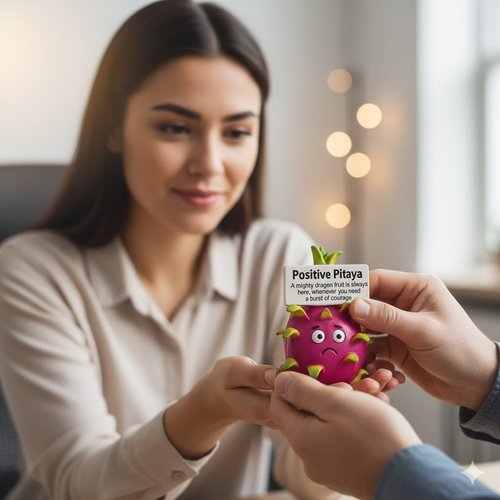 iStatue Positive Pitaya Figurine - Courage & Strength Dragon Fruit Desk Decor | 4.3'' Unique Resin Gift