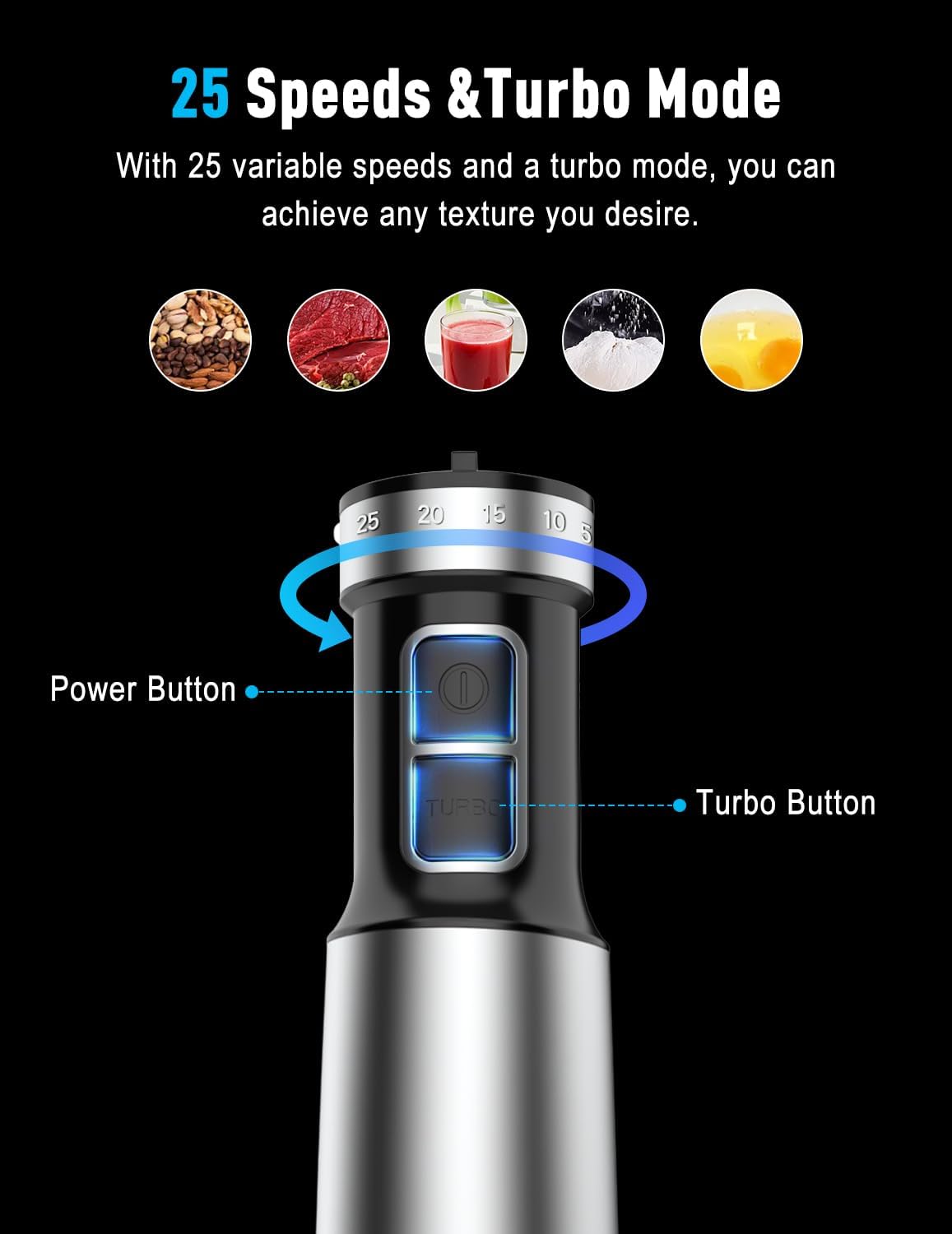 Skiennix 1000W Immersion Blender - 25-Speed Handheld Mixer with Scratch-Resistant Design & Gift Box