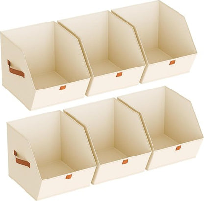 Homsorout Fabric Closet Storage Cubes - 6 Pack Square Bins with Dual Handles for Organizing Small Spaces | Beige