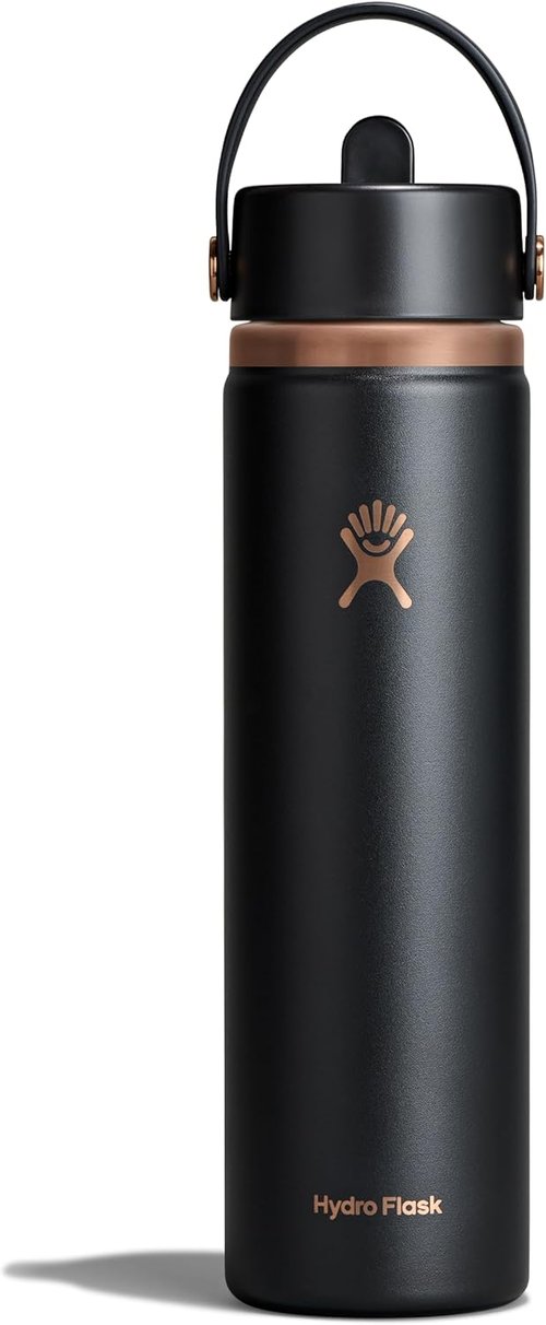 Hydro Flask Water Bottle - Insulated Stainless Steel with Wide Straw Lid | 24 Oz Black Arc, Leakproof