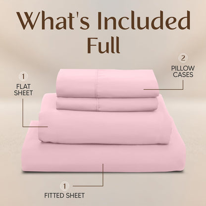 Utopia Bedding Full Bed Sheets Set - 4-Piece Brushed Microfiber - Fade & Shrinkage Resistant | Full Size, Pink