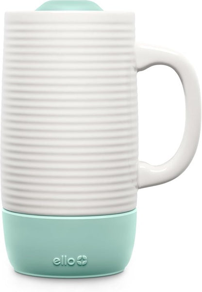 Ello Jane 18oz Ceramic Travel Mug - Splash-Resistant Lid & Built-in Coaster | BPA Free, Dishwasher Safe, Yucca