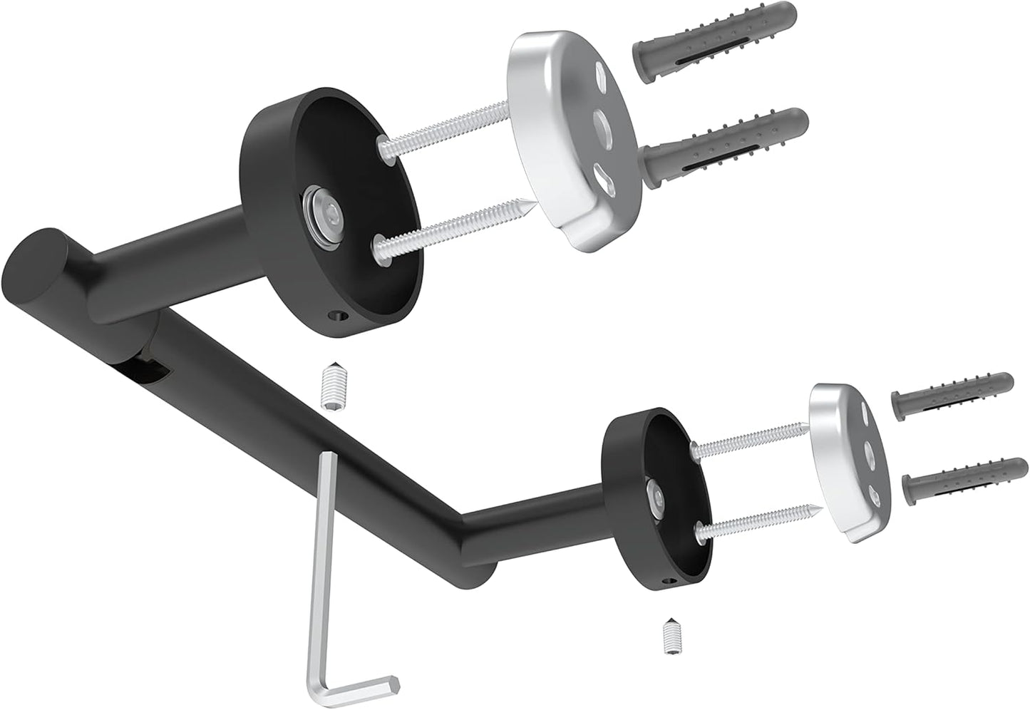 Ruacq Matte Black Toilet Paper Holder - Double Post Pivoting Design | Modern SUS 304 Stainless Steel Wall Mounted