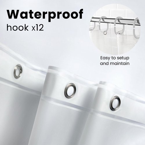 LiBa Bathroom Shower Curtain - Waterproof Plastic Shower Curtain Premium PEVA Non-Toxic with Rust Proof Grommets White 10G Heavy Duty Bathroom Accessories 72x72 (Pack of 2)