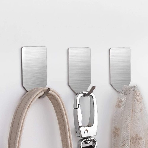 JINSHUNFA Heavy Duty Adhesive Hooks - Ultra Strong Waterproof Stainless Steel | 12 Pack for Home & Office