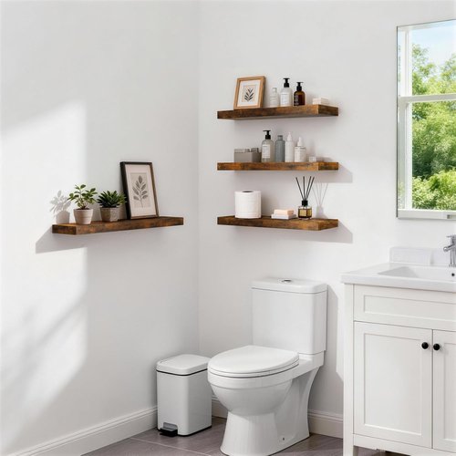 BAYKA Rustic Wood Floating Shelves - 22.5 Inches Wall Decor for Bathroom, Bedroom & Living Room | 22 lbs Capacity