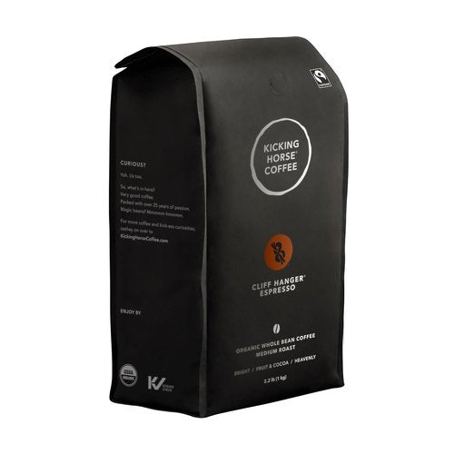 Kicking Horse Coffee - Cliff Hanger Espresso Medium Roast Whole Bean, 2.2 lb | Certified Organic & Fairtrade