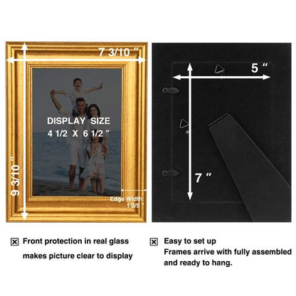 LaVie Home 5x7 Picture Frames (3 Pack, Gold) Photo Frame Set with High Definition Glass for Wall Mount & Table Top Display