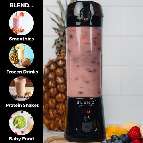 BLENDi Pro+ Portable Blender - Upgraded 120W Ice Crushing Motor, USB-C Rechargeable, 17.5oz, Black | BPA-Free & Travel-Friendly