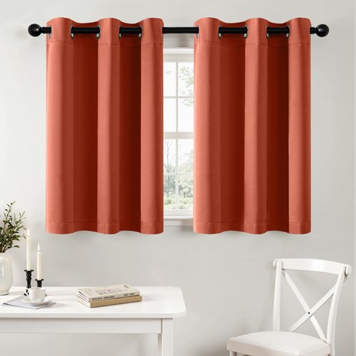 MIULEE Short Fall Curtains for Windows - Burnt Orange Blackout Half Window Curtains Thermal Insulated Privacy Drapes for Kitchen Bedroom Bathroom Grommet Small Basement Tiers W40 x L36 Inch 2 Panels