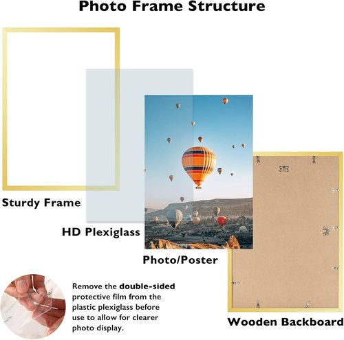 JCJMY 16x23 Gold Picture Frame - Versatile Horizontal & Vertical Wall Hanging for Photos & Posters