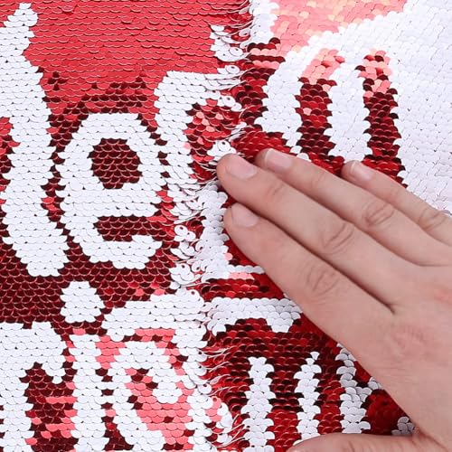 Bling Christmas Sequin Pillow Covers 18x18 Inches Set of 4 - Reversible Holiday Cushion Cases - Red Snowflake Design