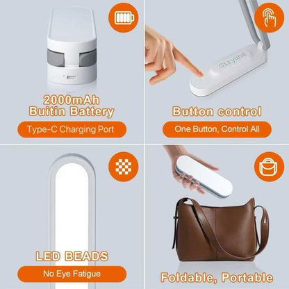 Giryuhd LED Desk Lamp - Rechargeable & Portable Light | 3 Brightness Levels for Home & Office (White)