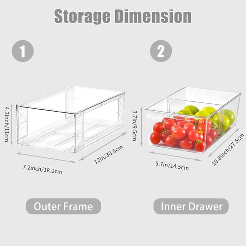 Clemate 6-Pack Clear Pantry Organizers - Stackable Kitchen Storage Bins with Handles for Easy Assembly