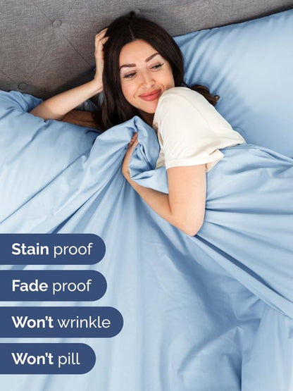 Extra Deep Cal King Sheet Set - 6 Piece Breathable and Cooling Sheets - Hotel Luxury Bedding for Women, Men, Kids & Teens - Easy & Secure Fit - Soft and Wrinkle Free - Extra Deep Pockets - Light Blue