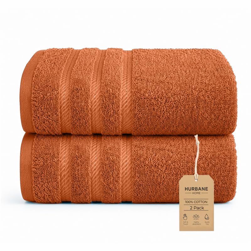 Jumbo Bath Towels 2-Pack - 35 x 70 Inches, Tera Orange - Soft & Absorbent