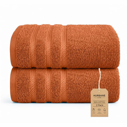 Jumbo Bath Towels 2-Pack - 35 x 70 Inches, Tera Orange - Soft & Absorbent