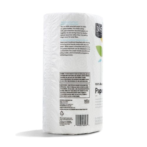 365 by Whole Foods Market, 100% Recycled Jumbo Paper Towels, Ultra-Strong, 135 Sheets per Roll, 1 Count