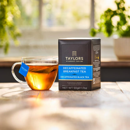 Taylors of Harrogate Decaffeinated Breakfast Tea - Rich & Balanced Flavor | 20 Individually Wrapped Bags