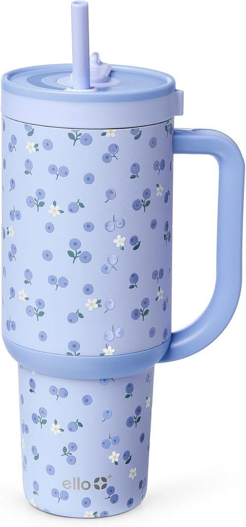 Ello Oasis 40oz Stainless Steel Tumbler - Insulated Design for Hot & Cold Beverages - Blueberries