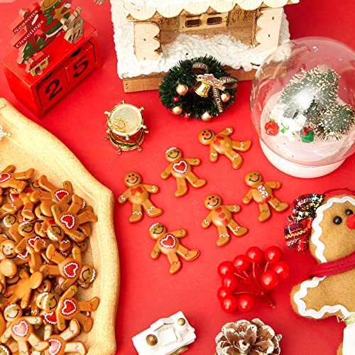Christmas Gingerbread Man Ornaments Bulk PVC Mini Figurines - 60 Pieces, 4 Styles