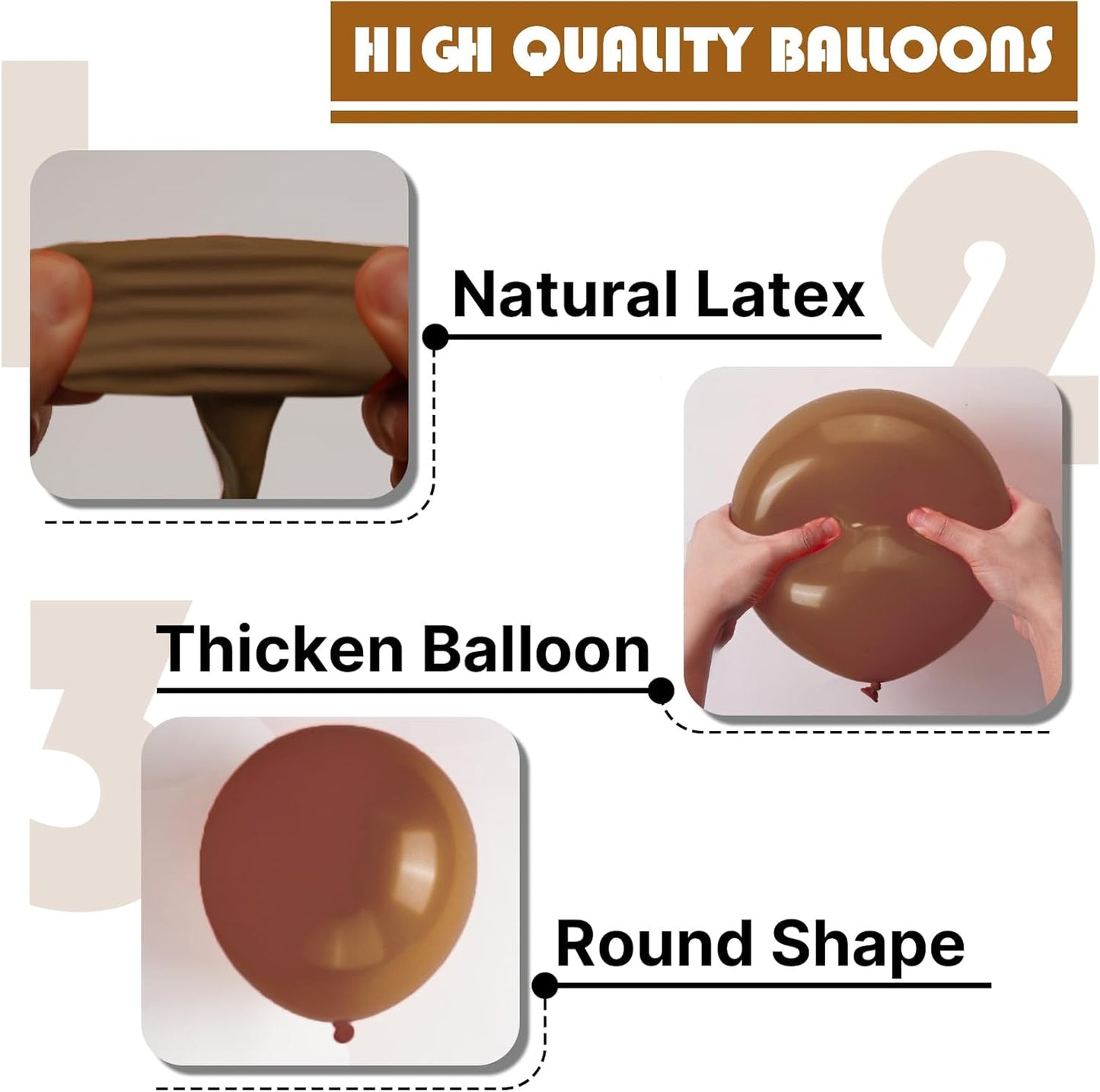 PartyWoo Brown Balloons - 50pcs 5 Inch Mini Boho Neutral Coffee Tan Latex for Weddings & Events