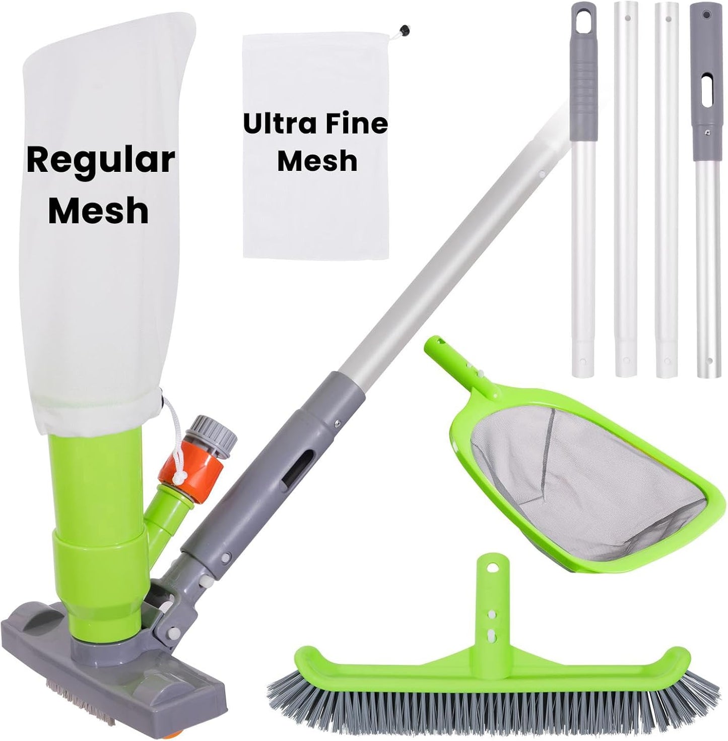 Sepetrel Deluxe Swimming Pool Cleaning Kit - Spa Jet Vacuum, Brush & 57.5-Inch Adjustable Pole for Above Ground Pools