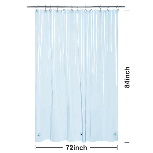Barossa Design Extra Long Clear Blue Shower Curtain Liner with 3 Magnets - 72" x 84" XL, Waterproof PEVA Lightweight Shower Liner for Bathroom, PVC Free, Metal Grommets - Clear Blue, 72x84