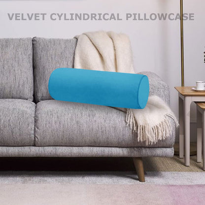 Neck Roll Pillowcases Velvet Cylindrical Pillow Covers 16"x6" with Hidden Zipper for House Home Decor Neck Roll Pillow Cervical Neck Roll Memory Pillow Cylinder Round Cushion (Lake Blue, 16x6)