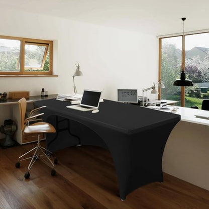 ABCCANOPY 4 Ft Spandex Table Cover - Open Back Fitted Tablecloth for Rectangle Tables | Black, Washable