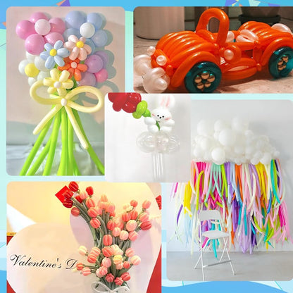 Skiennix 260 Balloons Set - 100PCS Animal Long Balloons & 50PCS Clear/White Balloons for Parties