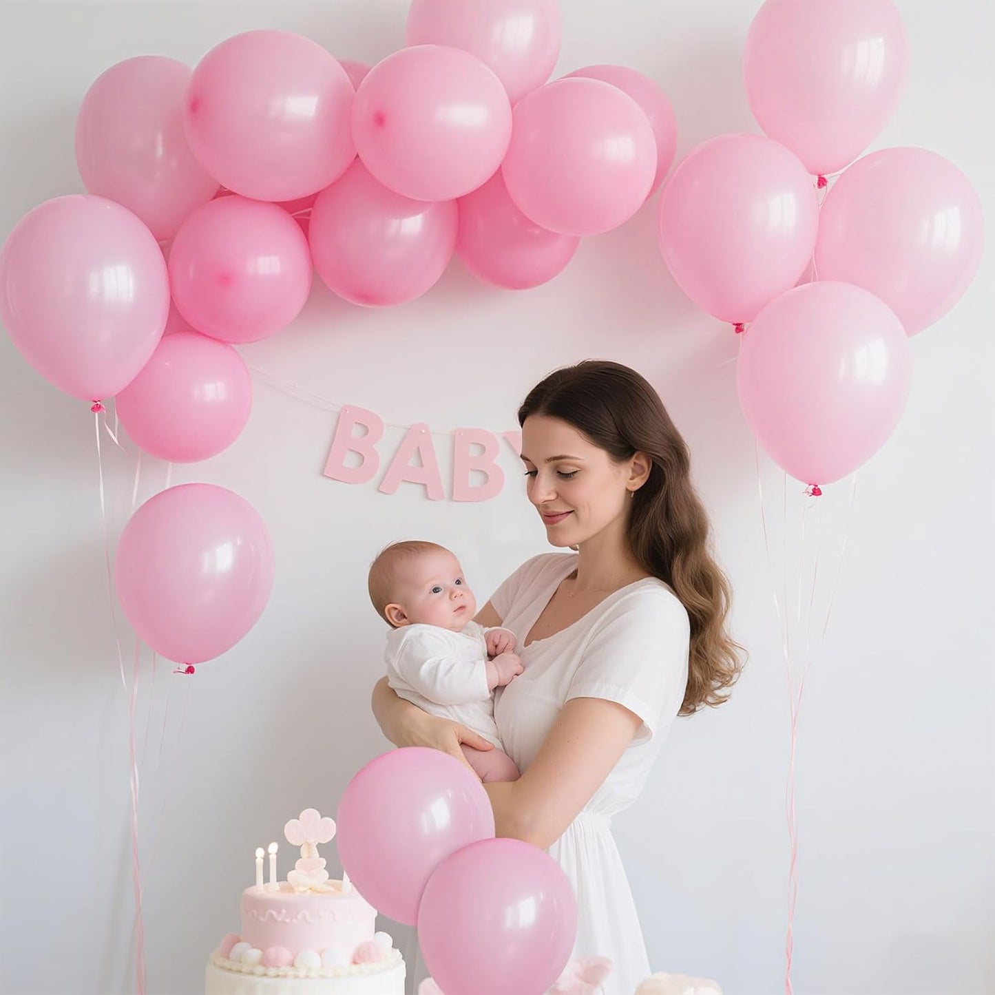 Skiennix Pink Balloons - 100 Pack Light Pink Birthday Decorations | 12 Inch Round for Gender Reveal & Baby Showers