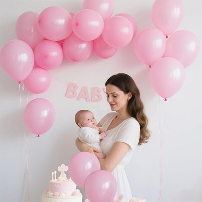 Skiennix Pink Balloons - 100 Pack Light Pink Birthday Decorations | 12 Inch Round for Gender Reveal & Baby Showers