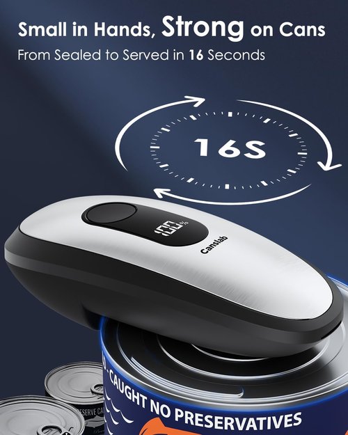 Canslab IRON Rechargeable Electric Can Opener - Wall-Mountable, Smart Auto Stop & LED Battery Indicator